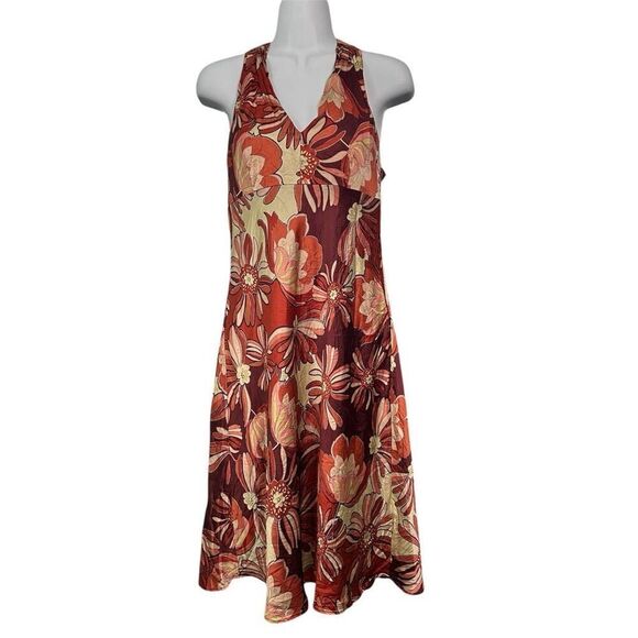 Ann Taylor Loft Y2K Silk Floral Halter Babydoll Dress Size 4 Vintage Boho Retro - Picture 1 of 13